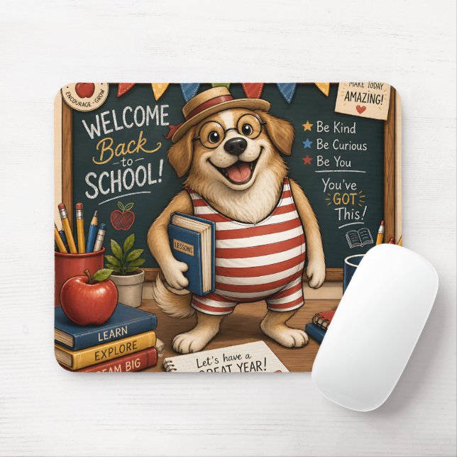 Tillbaka till skolan Hund PNG, Söt lärare Hund des Musmatta (Med mus)