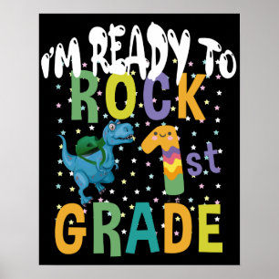 Tillbaka till skolan Jag är redo att rocka 1:a kla Poster