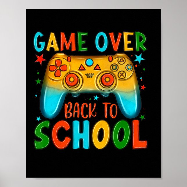 Tillbaka till skolan kul spel över lärare elev bar poster (Framsidan)