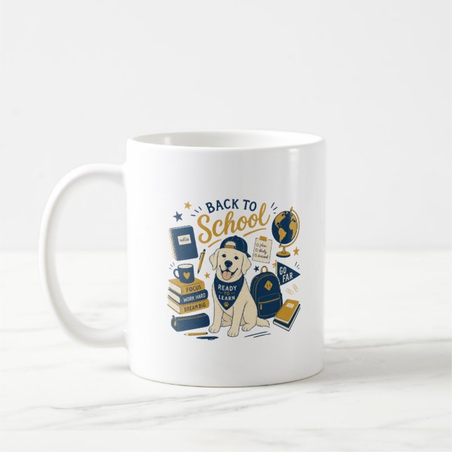 Tillbaka till skolan Labrador Retro Kaffemugg (Vänster)