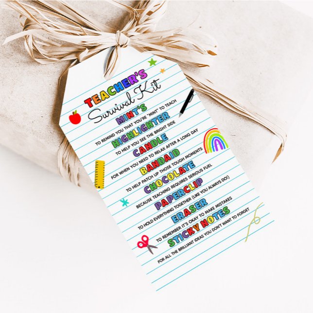 Tillbaka till skolan Lärare överlevnadskit Favor E Presentetikett (Teacher's Survival Kit Favor Tags)