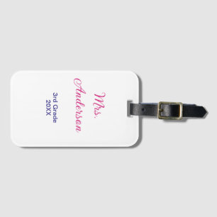 tillbaka till skolan lärarens namn klass rosa 20XX Bagagebricka