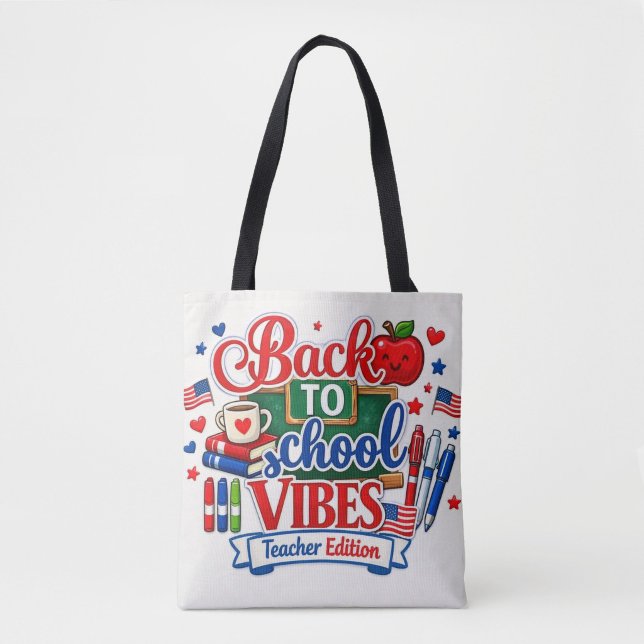 Tillbaka till skolan lärarutgåvor  tygkasse (“Teaching with pride and back-to-school vibes!”)
