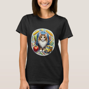 Tillbaka till skolan Main Coon Katt Pojkar Flickor T Shirt