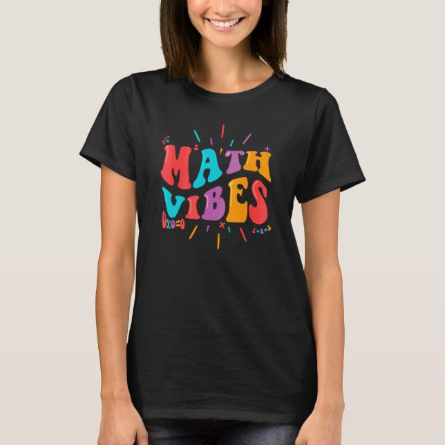 Tillbaka till skolan, Math Vibes, Retro Groovy Mat T Shirt (Framsida)