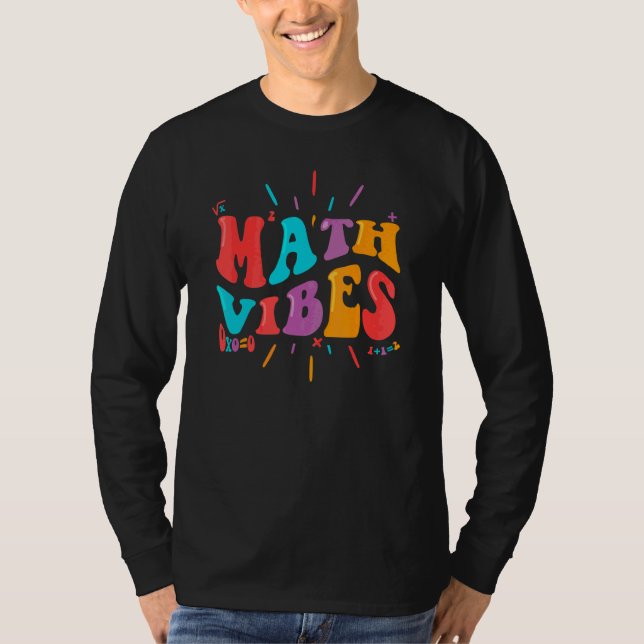Tillbaka till skolan, Math Vibes, Retro Groovy Mat T Shirt (Framsida)