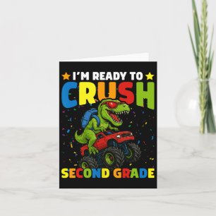 Tillbaka till skolan Pojke Dinosaurie Jag är redo Kort