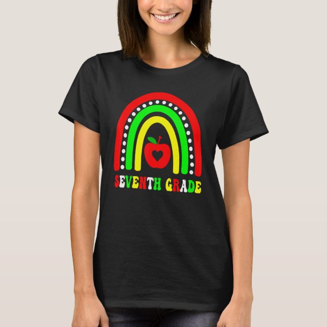 Tillbaka till skolan regnbåge 7: e Sjunde klassens T Shirt (Framsida)