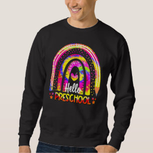 Tillbaka till skolan regnbåge boho tie-dye lärare lång ärmad tröja