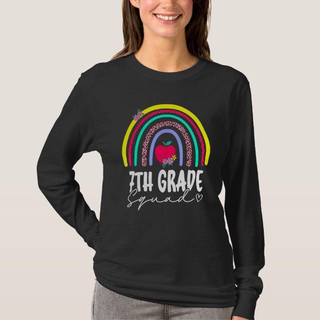 Tillbaka till skolan regnbåge Sjunde klass Sjunde  T Shirt (Framsida)