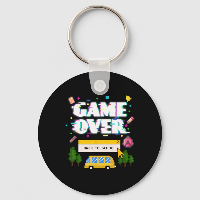 Tillbaka till skolan Rolig Retro Gamer Lärar Elev Nyckelring (Framsida)