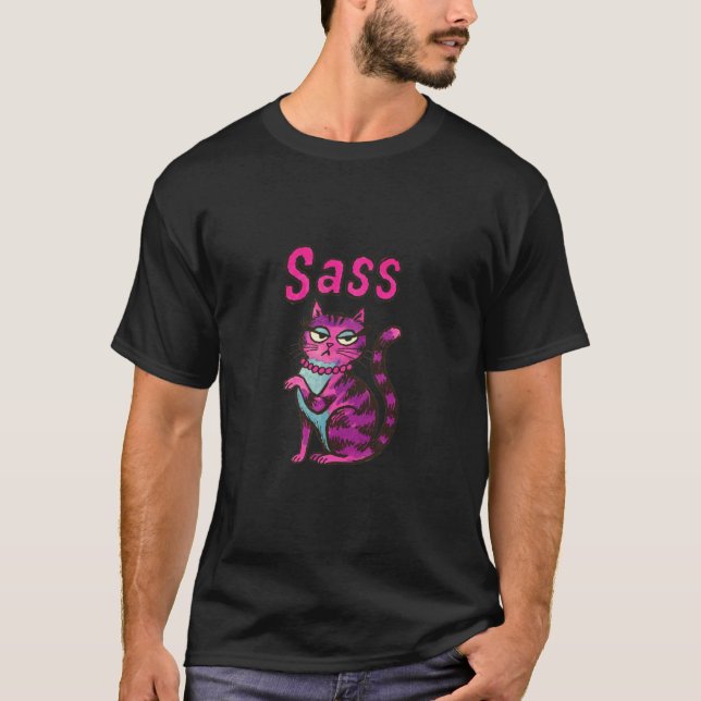 Tillbaka till skolan Sassy Cat Attityd T Shirt (Framsida)