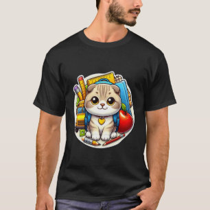 Tillbaka till skolan skotsk fold katt pojkar flick t shirt