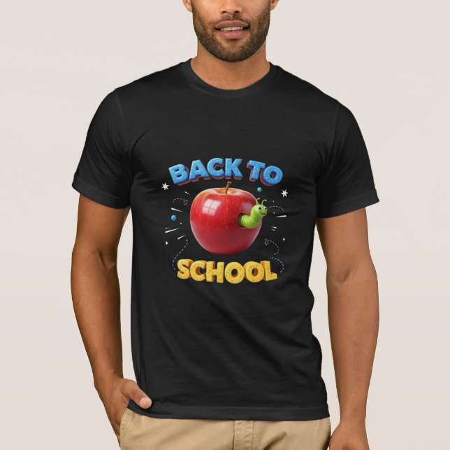 Tillbaka till skolan Söt äpple & bokmask 3D-design T Shirt (Framsida)
