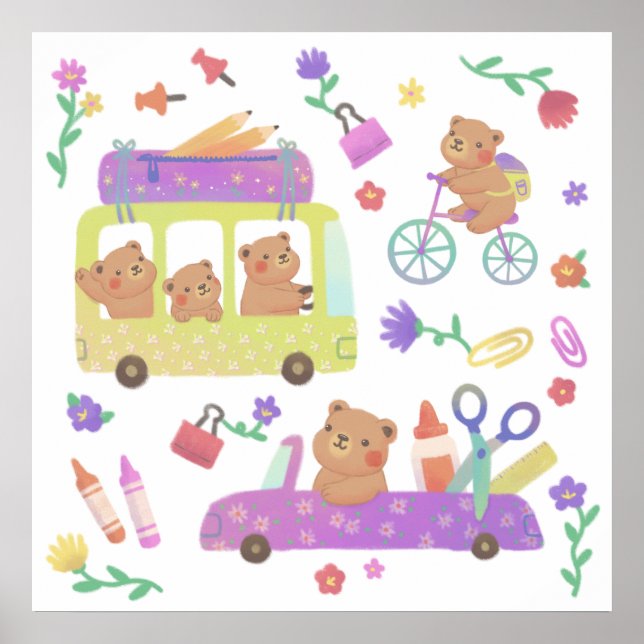 Tillbaka till skolan: Teddy är redo för skolan Poster (Framsidan)