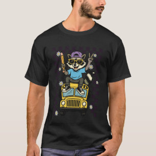 Tillbaka till skolan Tvättbjörn Skolbuss Första sk T Shirt