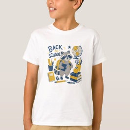 Tillbaka till skolan Tvättbjörn Skolmaterial T Shirt