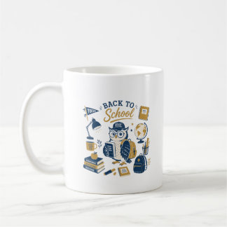Tillbaka till skolan uggla retro kaffemugg
