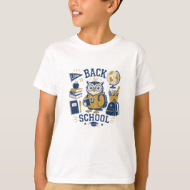 Tillbaka till skolan uggla skolmaterial t shirt
