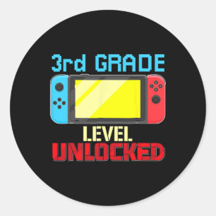 Tillbaka till skolan Video Gamer 3:e klassnivå upp Runt Klistermärke