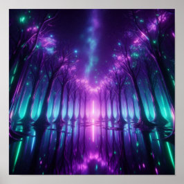 Tillbaka till Skolans Dröm Aurora Neon Skog Poster