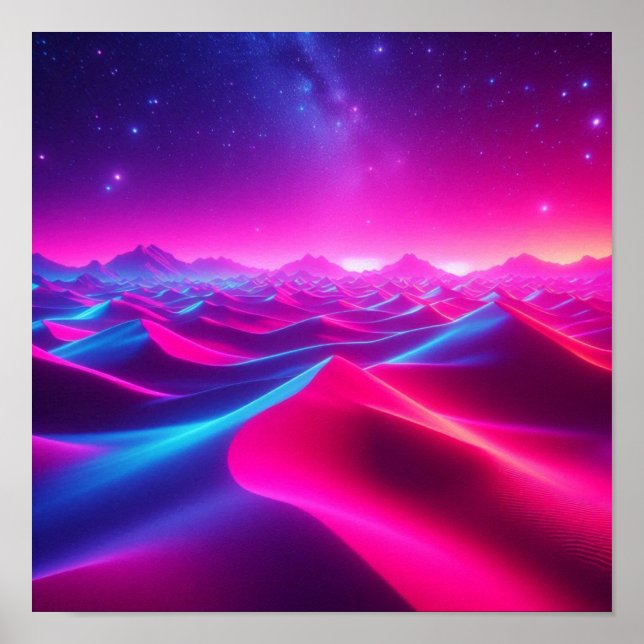 Tillbaka till Skolans Dröm Neon Öken Scen Poster (Framsidan)