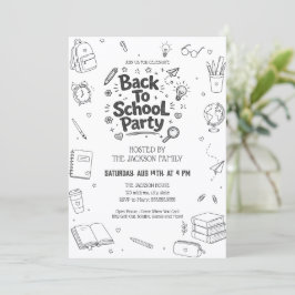 Tillbaka Till Skolans Fest Doodle Inbjudningar