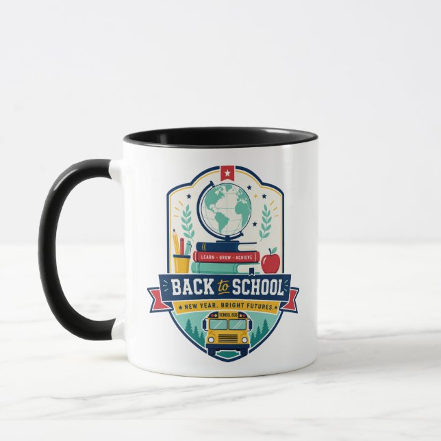 Tillbaka till skolans märke design mugg (Vänster)