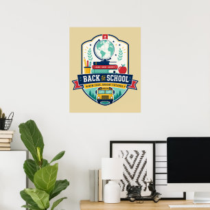 Tillbaka till skolans märke design poster