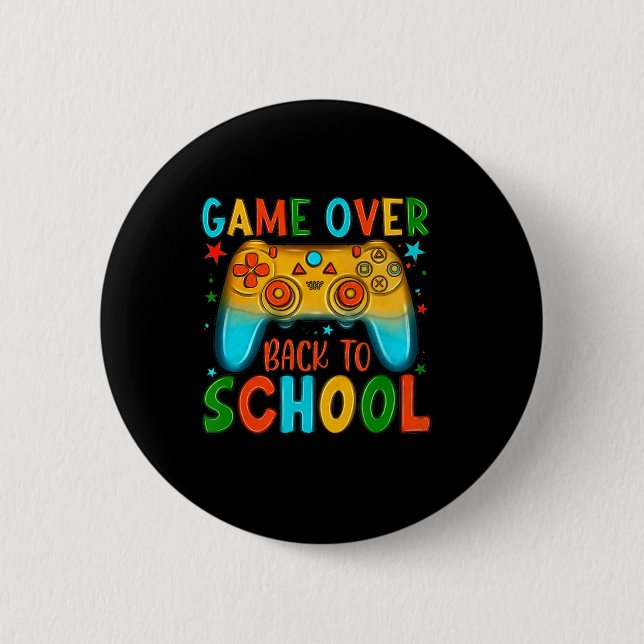 Tillbaka till skolans roliga spel över lärare elev knapp (Framsida)