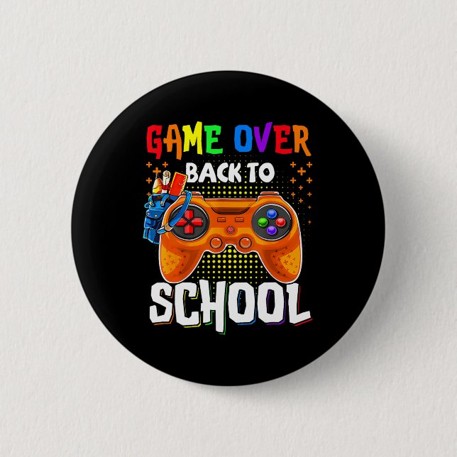 Tillbaka till skolans roliga spel över lärare elev knapp (Framsida)