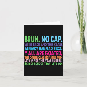 Tillbaka till skolans slang Goated Mad Rizz Bussin Kort