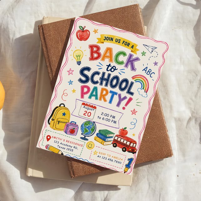 Tillbaka till skolparty  inbjudningar (Skapare uppladdad)