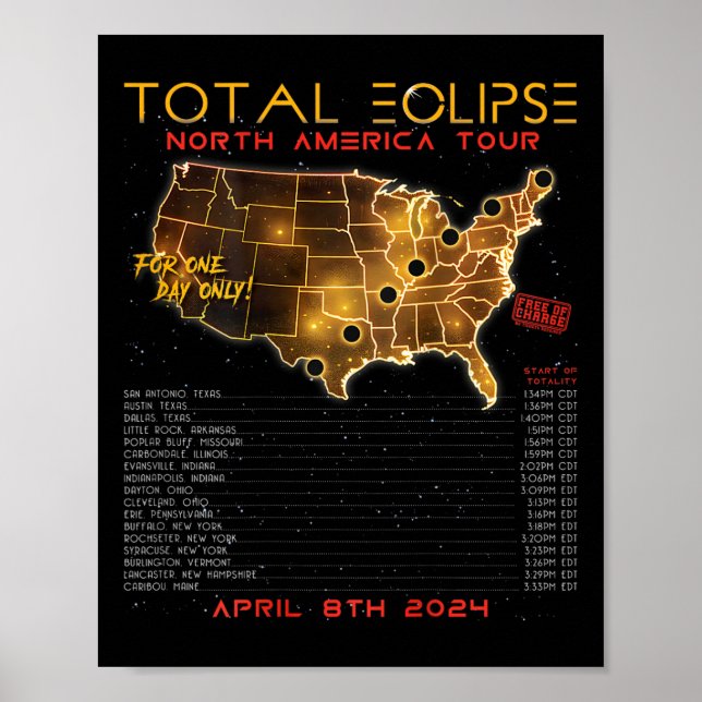Tillbaka) Total Solar Eclipse 2024 North America T Poster (Framsidan)