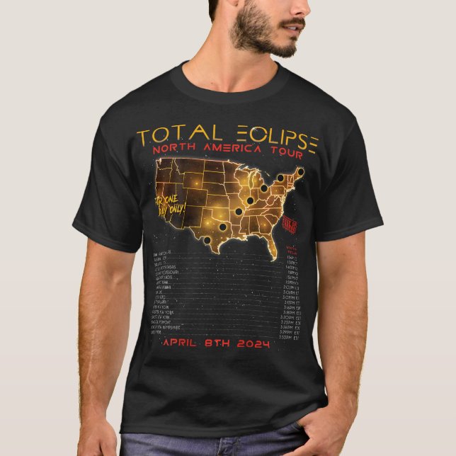 Tillbaka) Total Solar Eclipse 2024 North America T Shirt (Framsida)