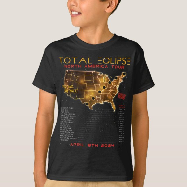 Tillbaka) Total Solar Eclipse 2024 North America T Shirt (Framsida)