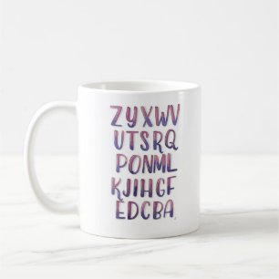 Tillbaka vattenfärgalfabet kaffemugg