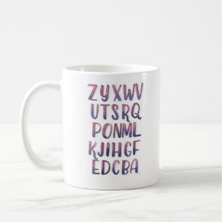 Tillbaka vattenfärgalfabet kaffemugg