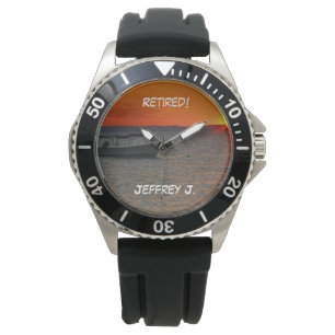 Tillbaka! Wrist Watch Fishing Boat, Black Strap Armbandsur