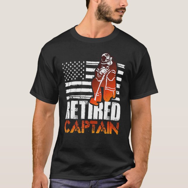 Tillbakadragen amerikansk brandman kapten Pension T Shirt (Framsida)
