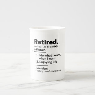 Tillbakadraget definitionsnamn, Pension Gag Gift Benporslin Mugg