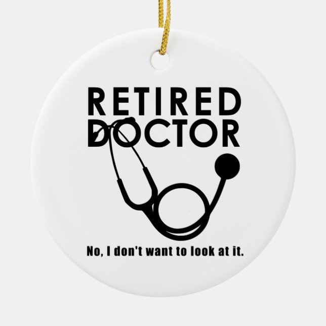 Tillbakadraget Doktor w Stethoscope och Sassy Funn Julgransprydnad Keramik (Framsidan)