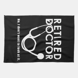 Tillbakadraget Doktor w Stethoscope och Sassy Funn Kökshandduk