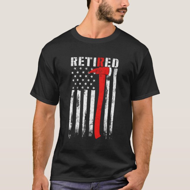 Tillbakadraget Firefighter Thin Red Line Ax Americ T Shirt (Framsida)