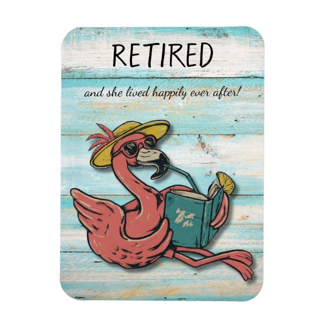 Tillbakadraget Flamingo som läser Bok med Tropiskt Magnet (Vertikal)