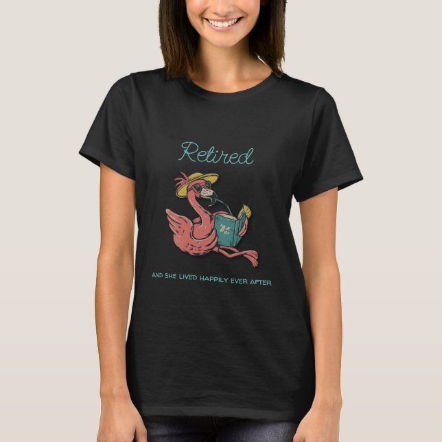 Tillbakadraget Flamingo som läser Bok med Tropiskt T Shirt (Framsida)