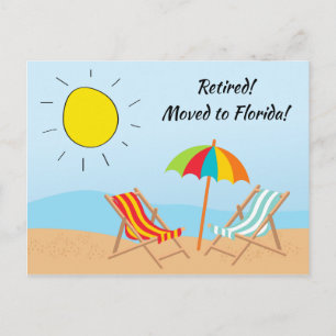 Tillbakadraget Flyttat till Florida Beach Scene Ny Meddelande Vykort