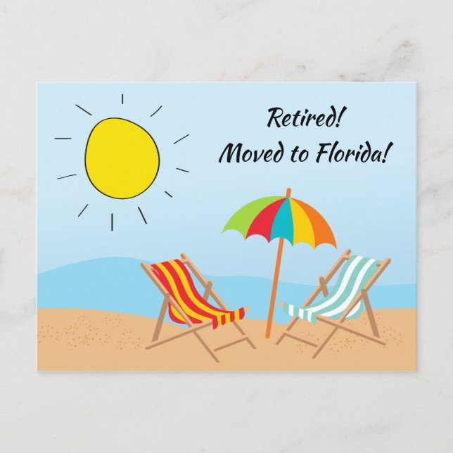Tillbakadraget Flyttat till Florida Beach Scene Ny Meddelande Vykort (Framsida)