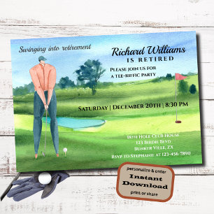 Tillbakadraget Golf Man Player Swinging in i Pensi Inbjudningar