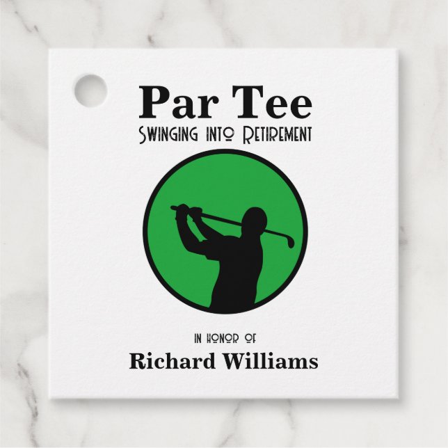 Tillbakadraget Golf Player Swinging in i Pension Gåvor Etiketter (Framsida)